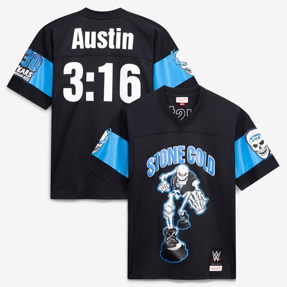 Men's Mitchell & Ness Black "Stone Cold" Steve Austin 3:16 Day Legacy Jersey