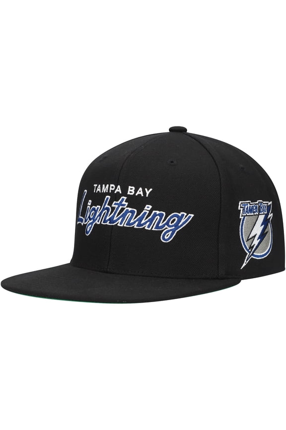 Men's Mitchell & Ness Black Tampa Bay Lightning Core Team Script 2.0 Snapback Hat