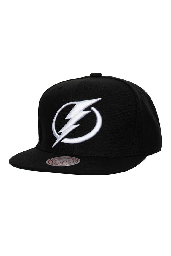 Men's Mitchell & Ness Black Tampa Bay Lightning Core Top Spot Snapback Hat