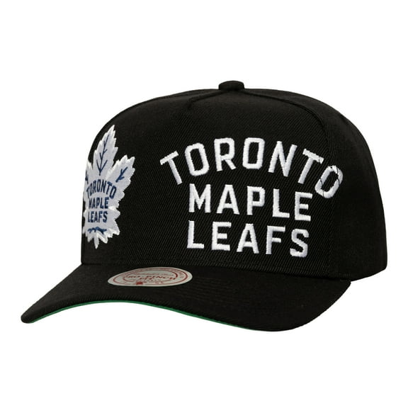 Men's Mitchell & Ness Black Toronto Maple Leafs Busted Logo Wordmark Wrap-Around Pro Pinch Adjustable Hat