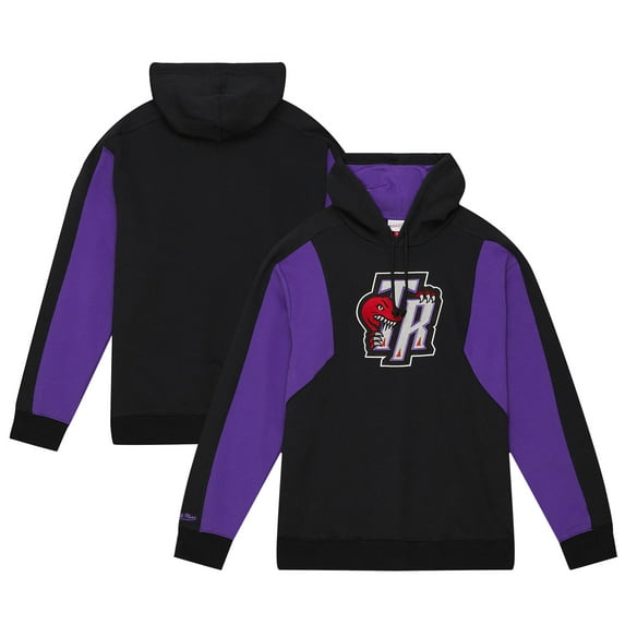 Men's Mitchell & Ness Black Toronto Raptors Color Block 2.0 Fleece Pullover Hoodie