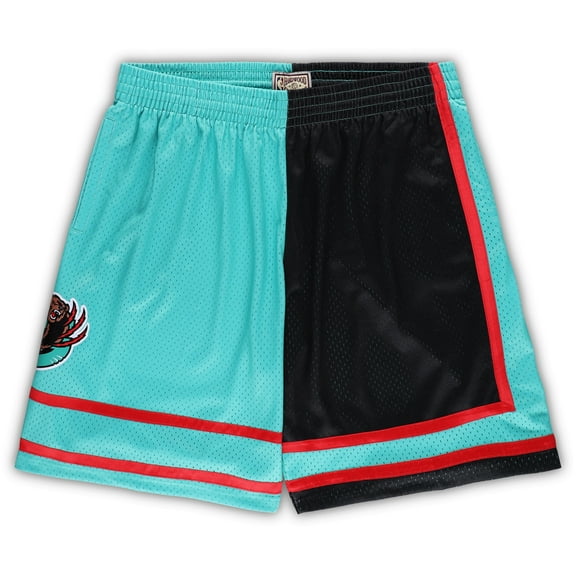 Men's Mitchell & Ness Black/Turquoise Memphis Grizzlies Big & Tall Hardwood Classics Split Swingman Shorts
