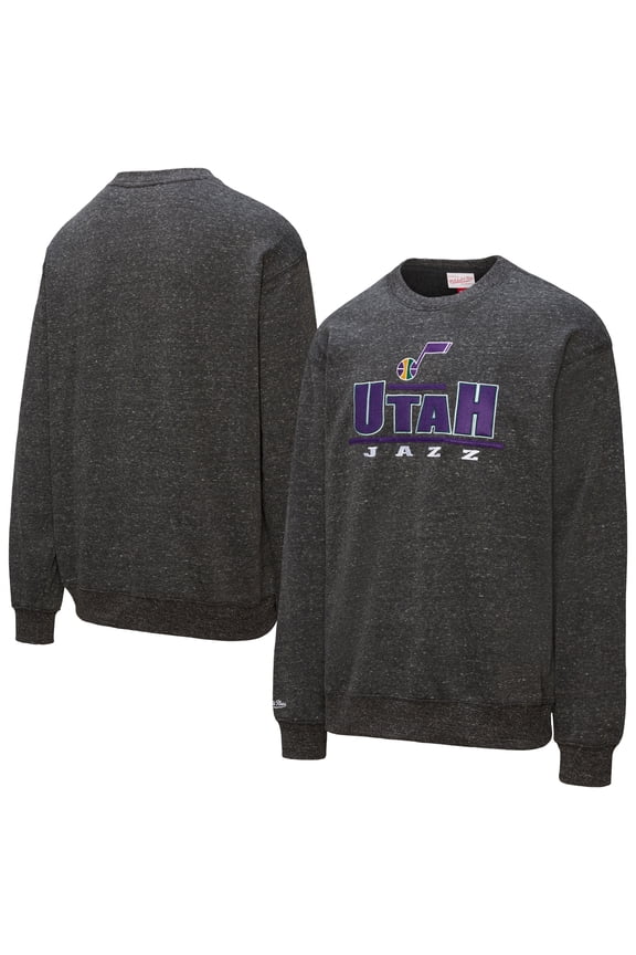 Men's Mitchell & Ness Black Utah Jazz Throw It Back Fleece Sweatshirt