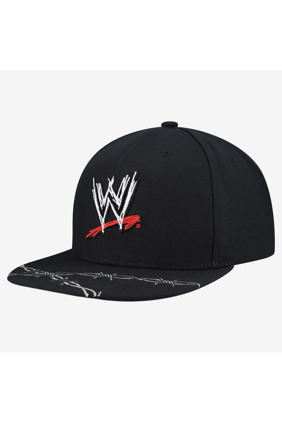 Men's Mitchell & Ness Black WWE Scratch Logo Core Wire Snapback Hat