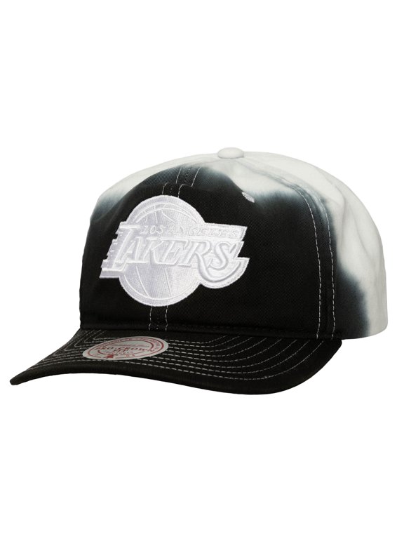 Men's Mitchell & Ness Black/White Los Angeles Lakers Dip Dye Pro Crown Adjustable Hat