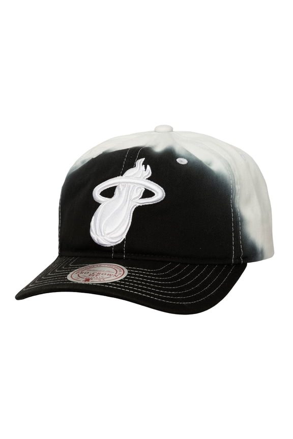 Men's Mitchell & Ness Black/White Miami Heat Dip Dye Pro Crown Adjustable Hat