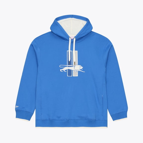 Men's Mitchell & Ness Blue Detroit Lions Premium Essentials Heavyweight Fleece Hoodie