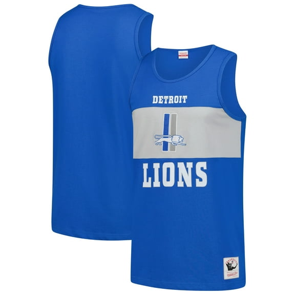 Men's Mitchell & Ness Blue Detroit Lions Retro Colorblock Tank Top