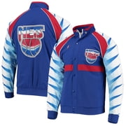 Mens Mitchell & Ness Blue New Jersey Nets Hardwood Classics Authentic Warm-Up Raglan Full-Zip Jacket