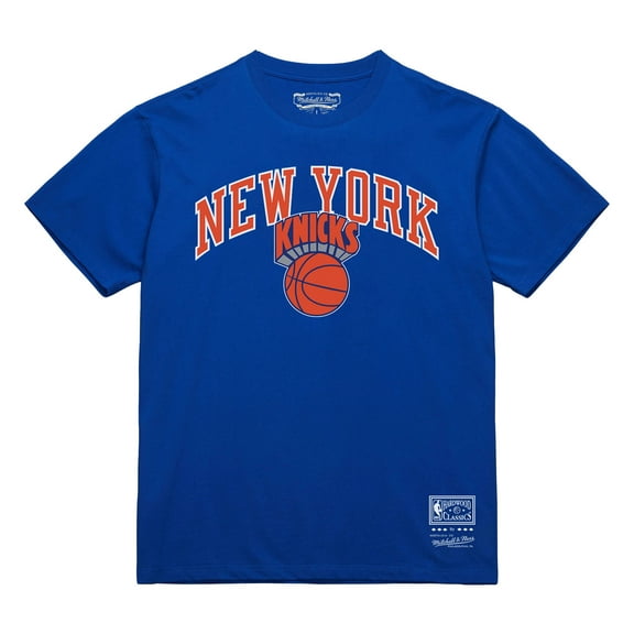 Men's Mitchell & Ness Blue New York Knicks Hardwood Classics Vintage Logo T-Shirt
