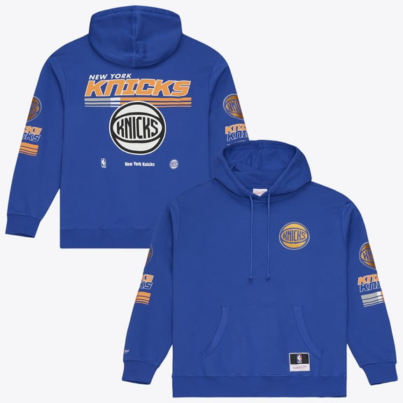 Men's Mitchell & Ness Blue New York Knicks Triple Check Fleece Hoodie