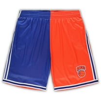 Men's Mitchell & Ness Blue/Orange New York Knicks Big & Tall Hardwood Classics Split Swingman Shorts