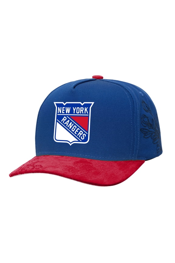 Men's Mitchell & Ness Blue/Red New York Rangers May Flowers Pro Crown Adjustable Hat