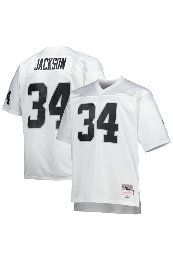 Men's Mitchell & Ness Bo Jackson White Las Vegas Raiders Big & Tall 1988 Retired Player Replica Jersey