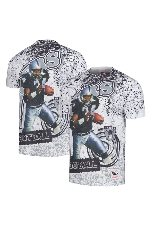 Men's Mitchell & Ness Bo Jackson White Las Vegas Raiders Retired Player Name & Number Burst T-Shirt