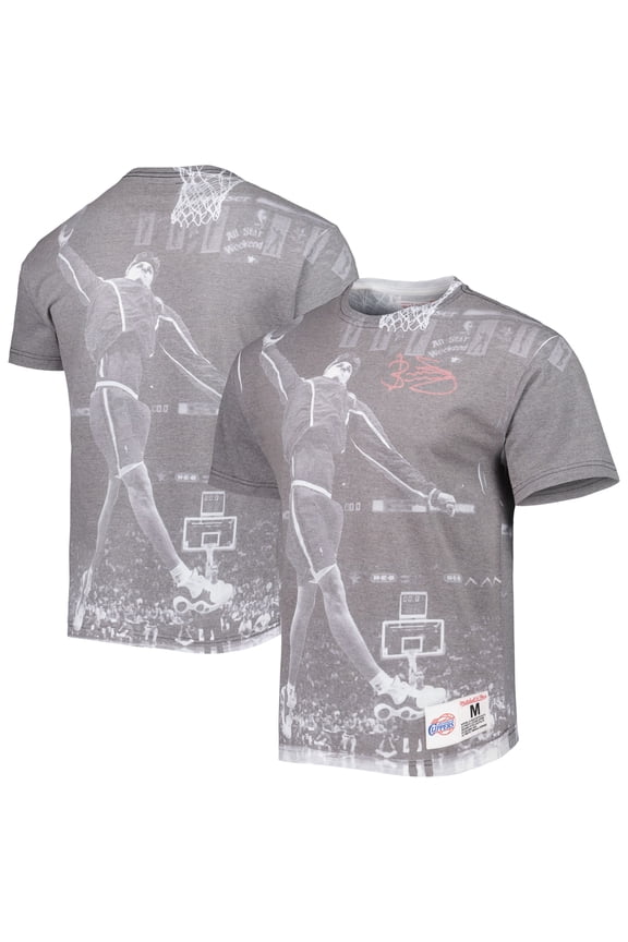 Men's Mitchell & Ness Brent Barry Heather Gray LA Clippers Above The Rim T-Shirt