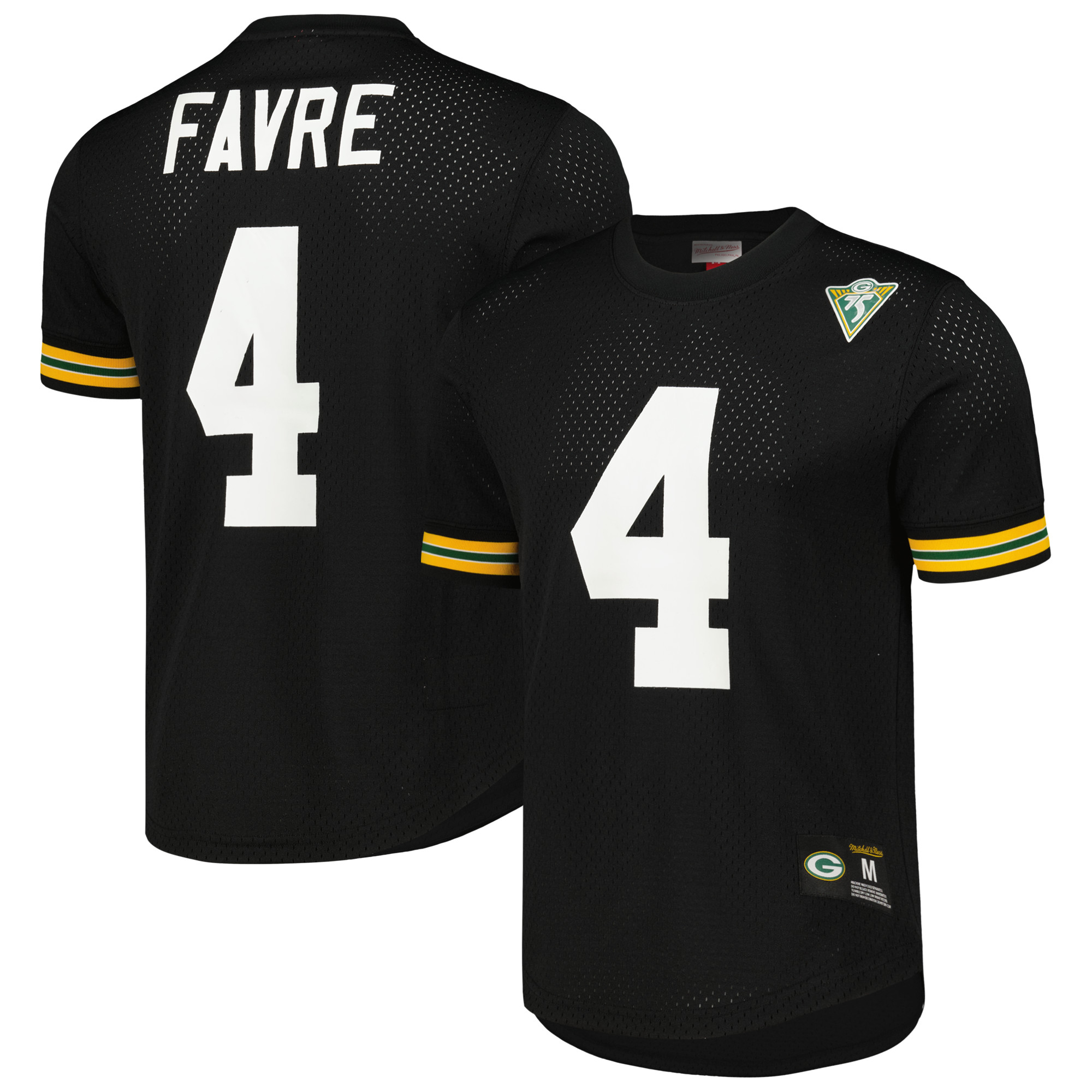 Men's Mitchell & Ness Brett Favre Black Green Bay Packers Retired