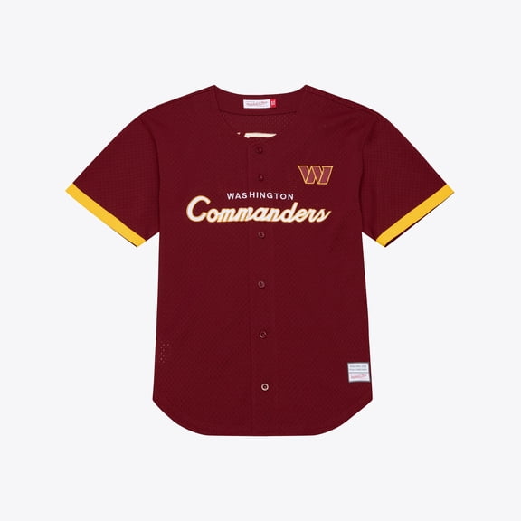 Men's Mitchell & Ness  Burgundy Washington Commanders Head Coach Mesh Full-Button Fashion Jersey