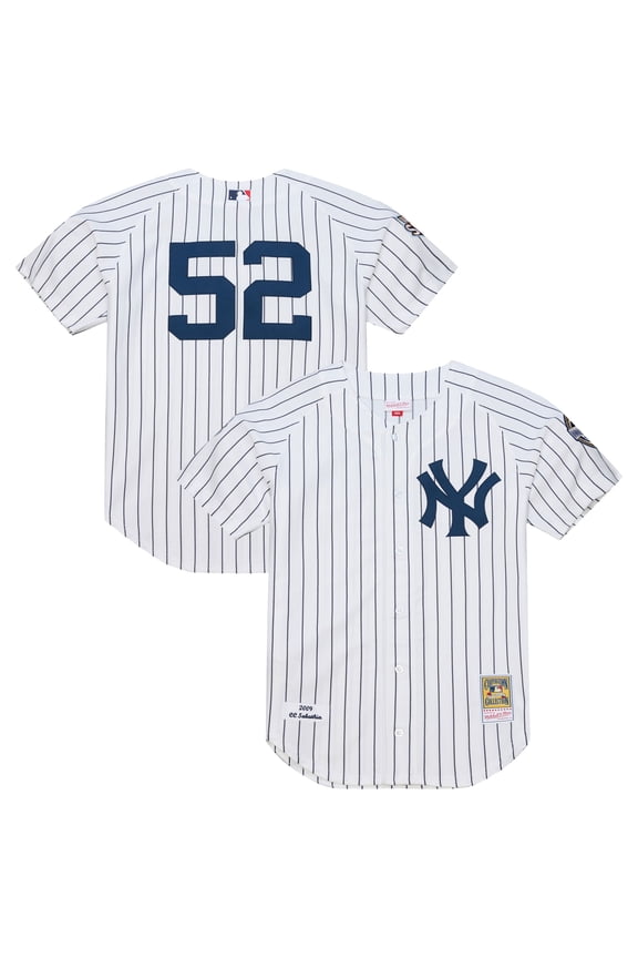 Men's-Mitchell & Ness CC Sabathia White New York Yankees 2009 Cooperstown Collection Authentic Jersey
