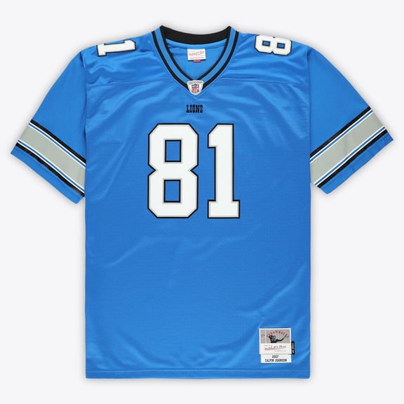 Men's Mitchell & Ness Calvin Johnson Blue Detroit Lions Big & Tall 2007 Legacy Retired Player Jersey
