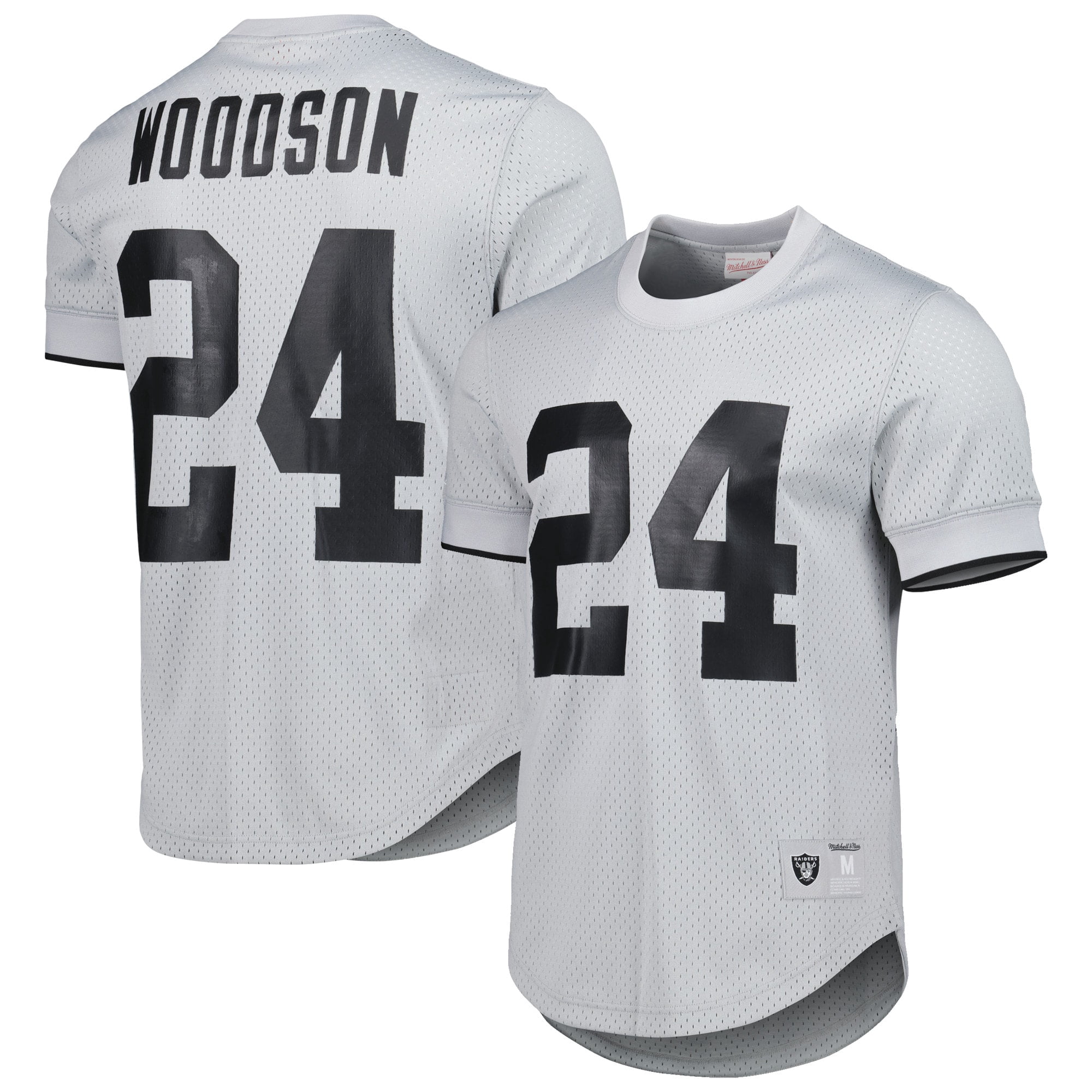 Men's Mitchell & Ness Charles Woodson Gray Oakland Raiders Retired Player  Name & Number Mesh Top 