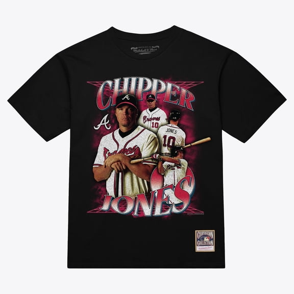 Men's Mitchell & Ness Chipper Jones Black Atlanta Braves Legendary Collage Player T-Shirt
