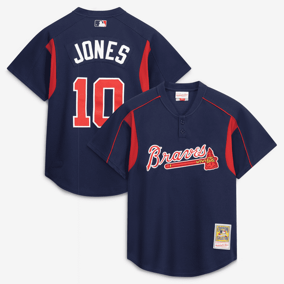 Men's Mitchell & Ness Chipper Jones Navy Atlanta Braves Authentic Batting Practice Jersey