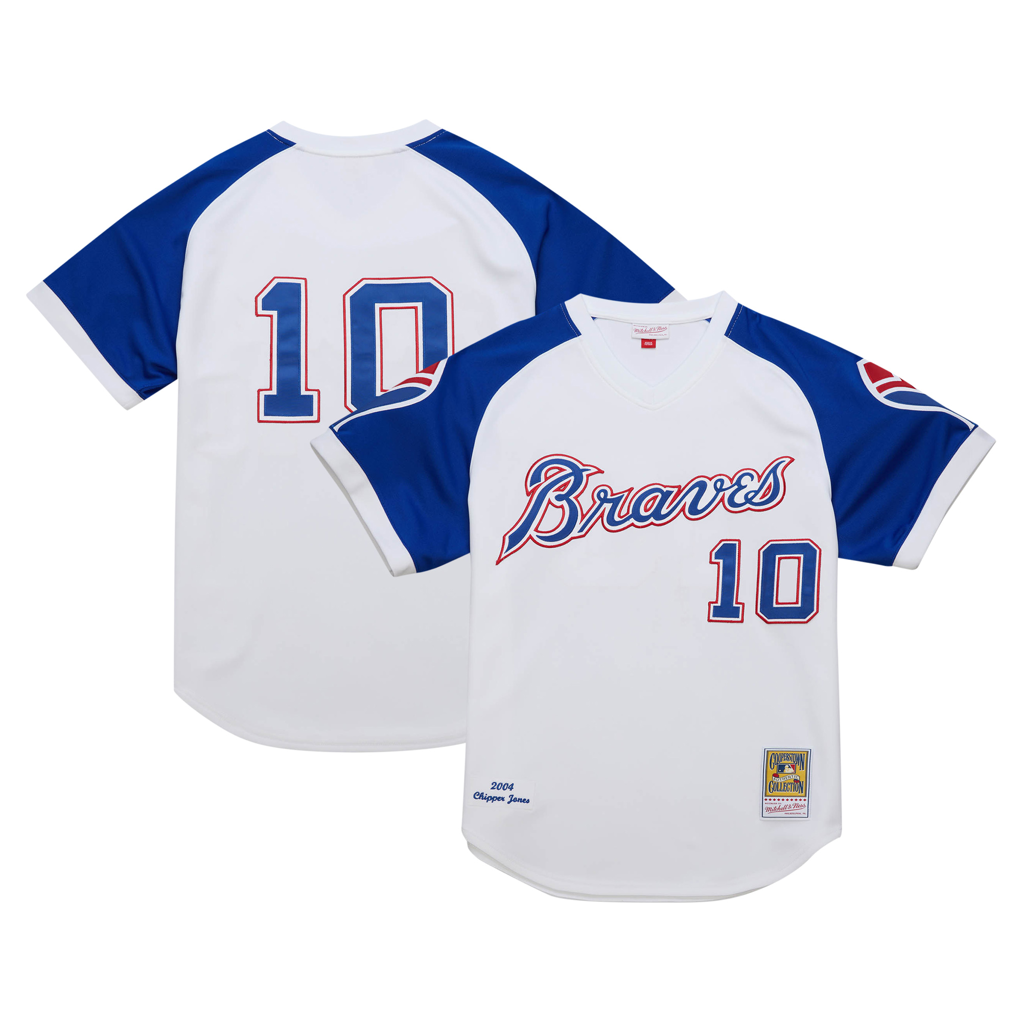 Men s Mitchell Ness Chipper Jones White Atlanta Braves 2004 Cooperstown Collection Authentic Throwback Jersey Walmart