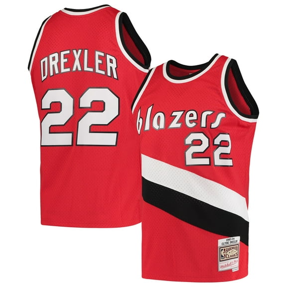 Men's Mitchell & Ness Clyde Drexler Red Portland Trail Blazers 1983/84 Hardwood Classics Swingman Jersey