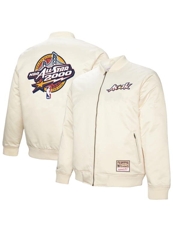 Men's-Mitchell & Ness Cream 2000 NBA All-Star Game Full-Zip Satin Jacket