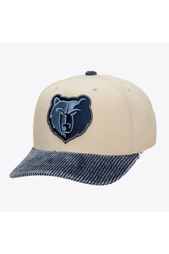Men's Mitchell & Ness Cream/Blue Memphis Grizzlies Washed Corduroy Pro Crown Snapback Hat