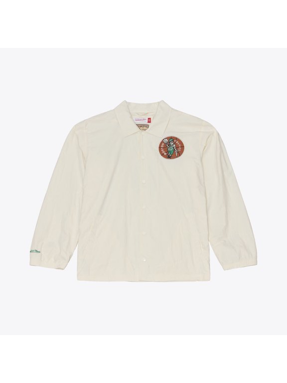 Men's Mitchell & Ness Cream Boston Celtics Retro Root Full-Snap Coaches Jacket