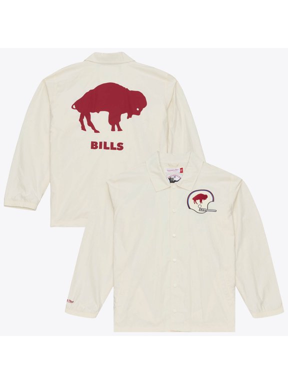 Men's Mitchell & Ness Cream Buffalo Bills Retro Roots Full-Snap Coaches Jacket
