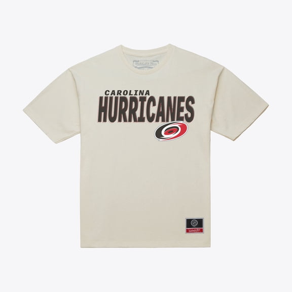 Men's Mitchell & Ness Cream Carolina Hurricanes Core Plus T-Shirt