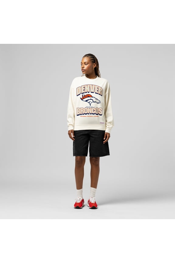 Women's Mitchell & Ness Cream Denver Broncos Tonal Arch Sweatshirt