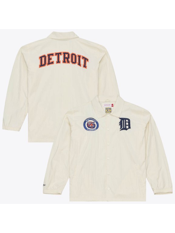 Men's Mitchell & Ness Cream Detroit Tigers Cooperstown Collection Retro Roots Full-Snap Coaches Jacket