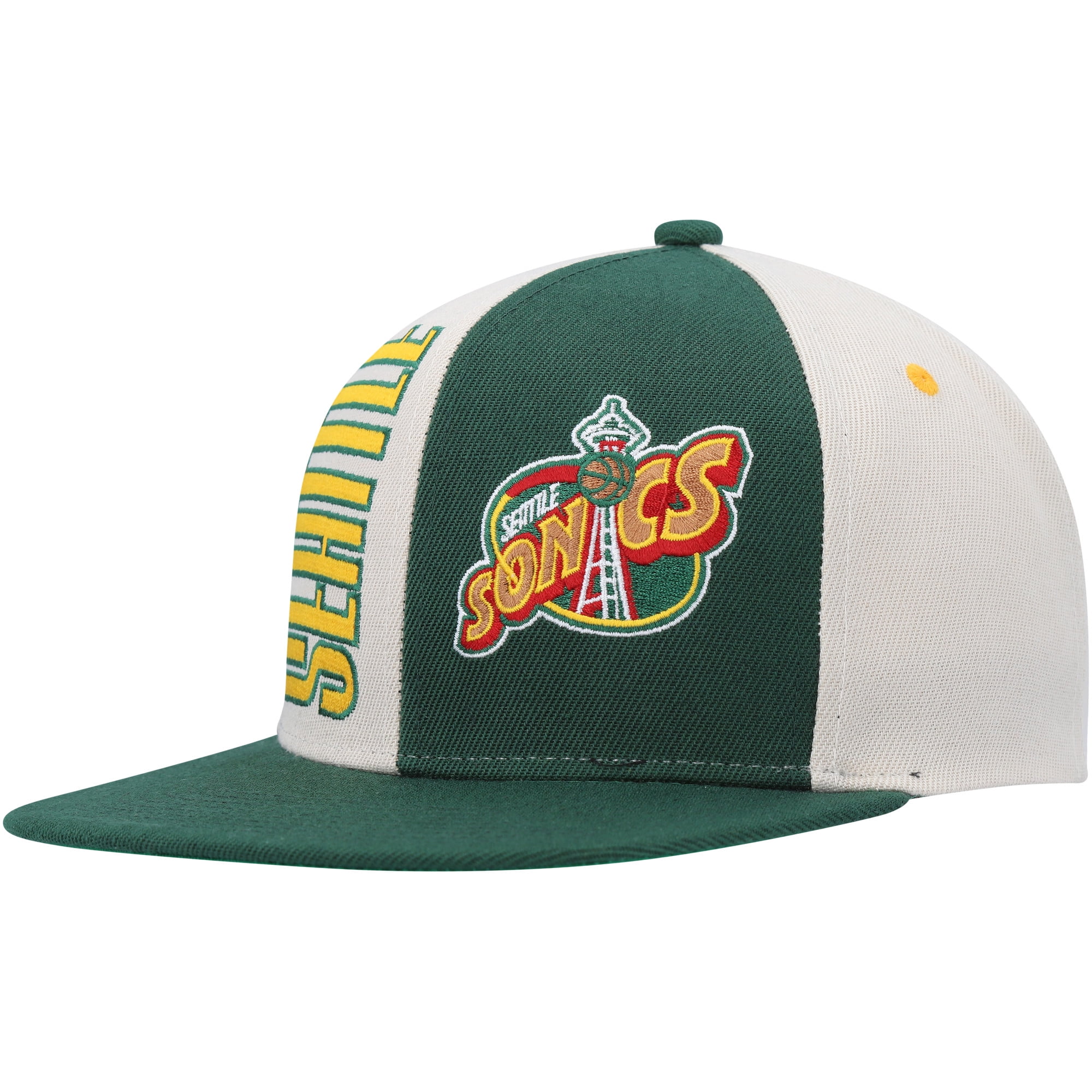Men's Mitchell & Ness Cream/Green Seattle SuperSonics Hardwood Classics Pop Snapback Hat