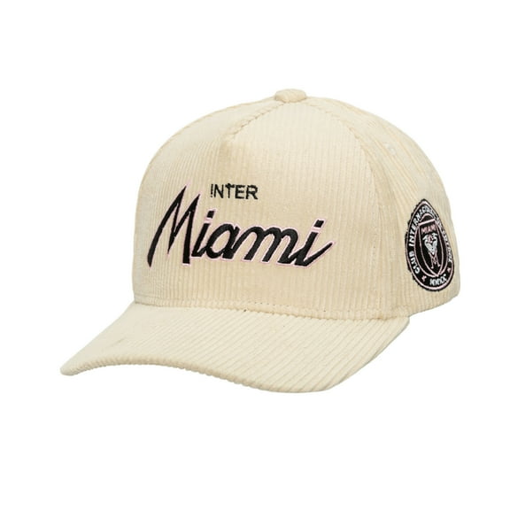 Men's Mitchell & Ness Cream Inter Miami CF Corduroy Off Pro Crown Adjustable Hat