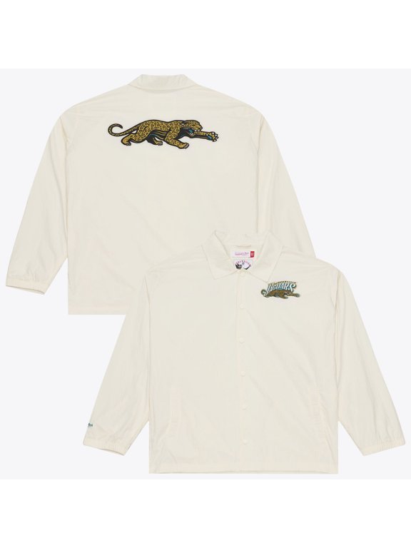 Men's Mitchell & Ness Cream Jacksonville Jaguars Retro Roots Full-Snap Coaches Jacket
