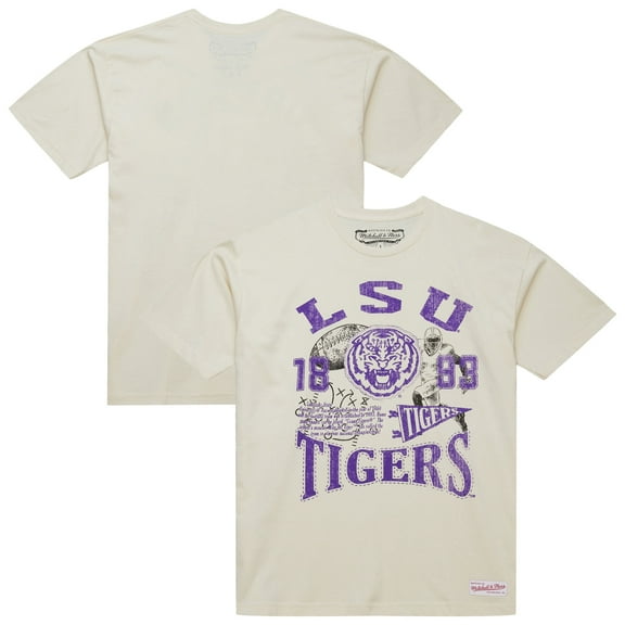 Men's Mitchell & Ness  Cream LSU Tigers Heritage Scholar T-Shirt