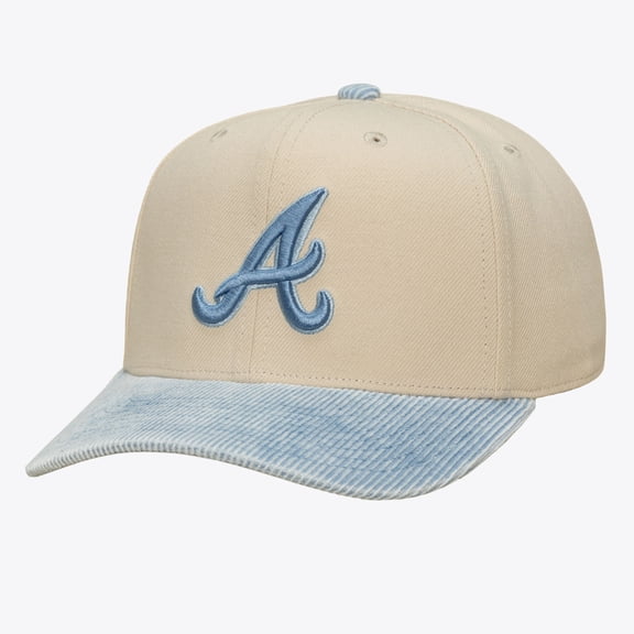 Men's Mitchell & Ness  Cream/Light Blue Atlanta Braves Washed Corduroy Pro Crown Snapback Hat