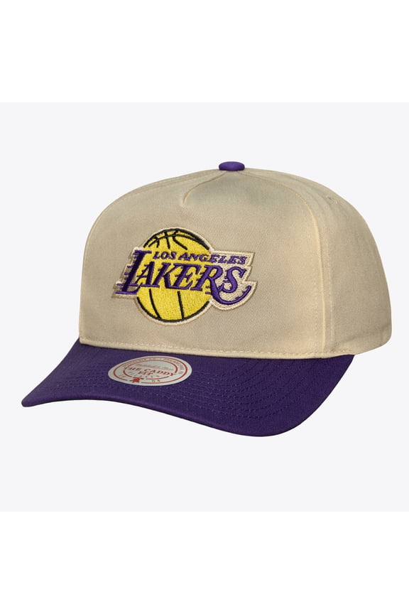 Men's Mitchell & Ness Cream Los Angeles Lakers Hardwood Classics Retro Roots Snapback Hat