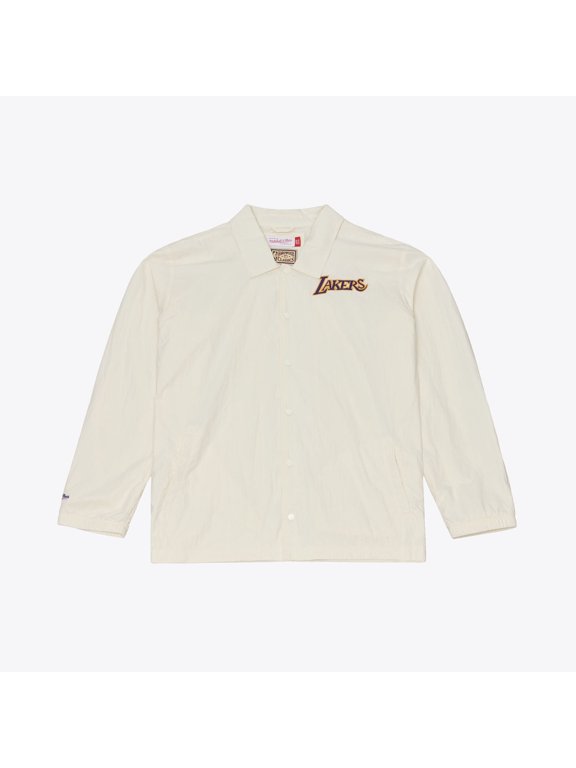 Men's Mitchell & Ness Cream Los Angeles Lakers Retro Root Full-Snap Coaches Jacket
