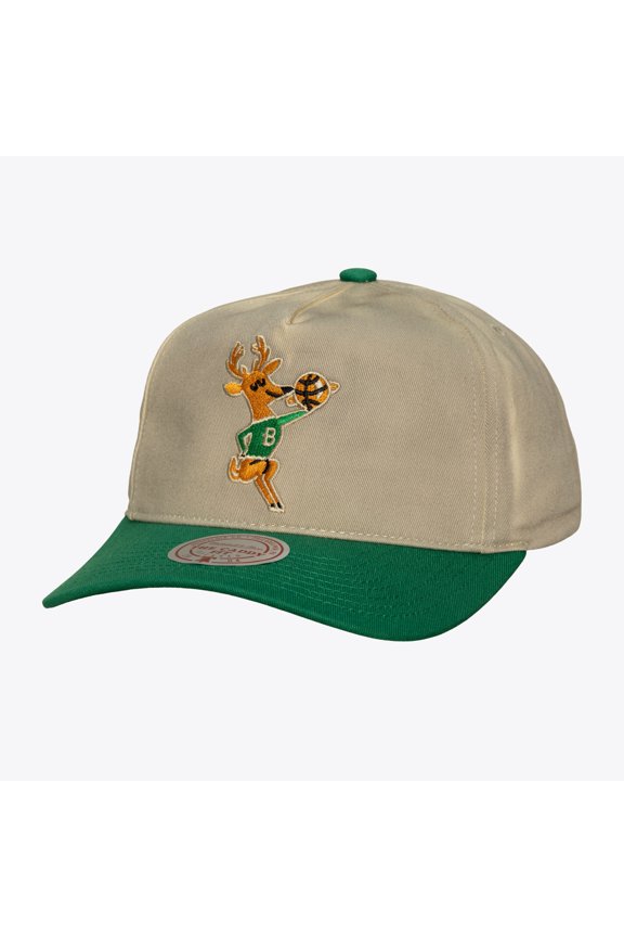 Men's Mitchell & Ness Cream Milwaukee Bucks Hardwood Classics Retro Roots Snapback Hat