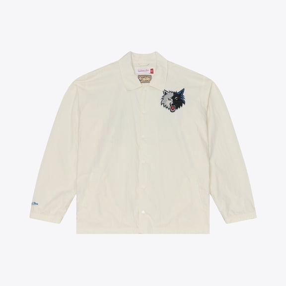 Men's Mitchell & Ness Cream Minnesota Timberwolves Retro Root Full-Snap Coaches Jacket