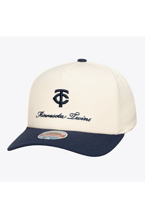 Men's Mitchell & Ness Cream/Navy Minnesota Twins Flawless Stretch-Snapback Hat