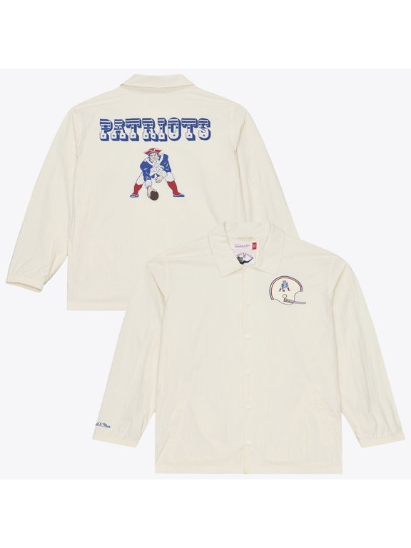 Men's Mitchell & Ness Cream New England Patriots Retro Roots Full-Snap Coaches Jacket