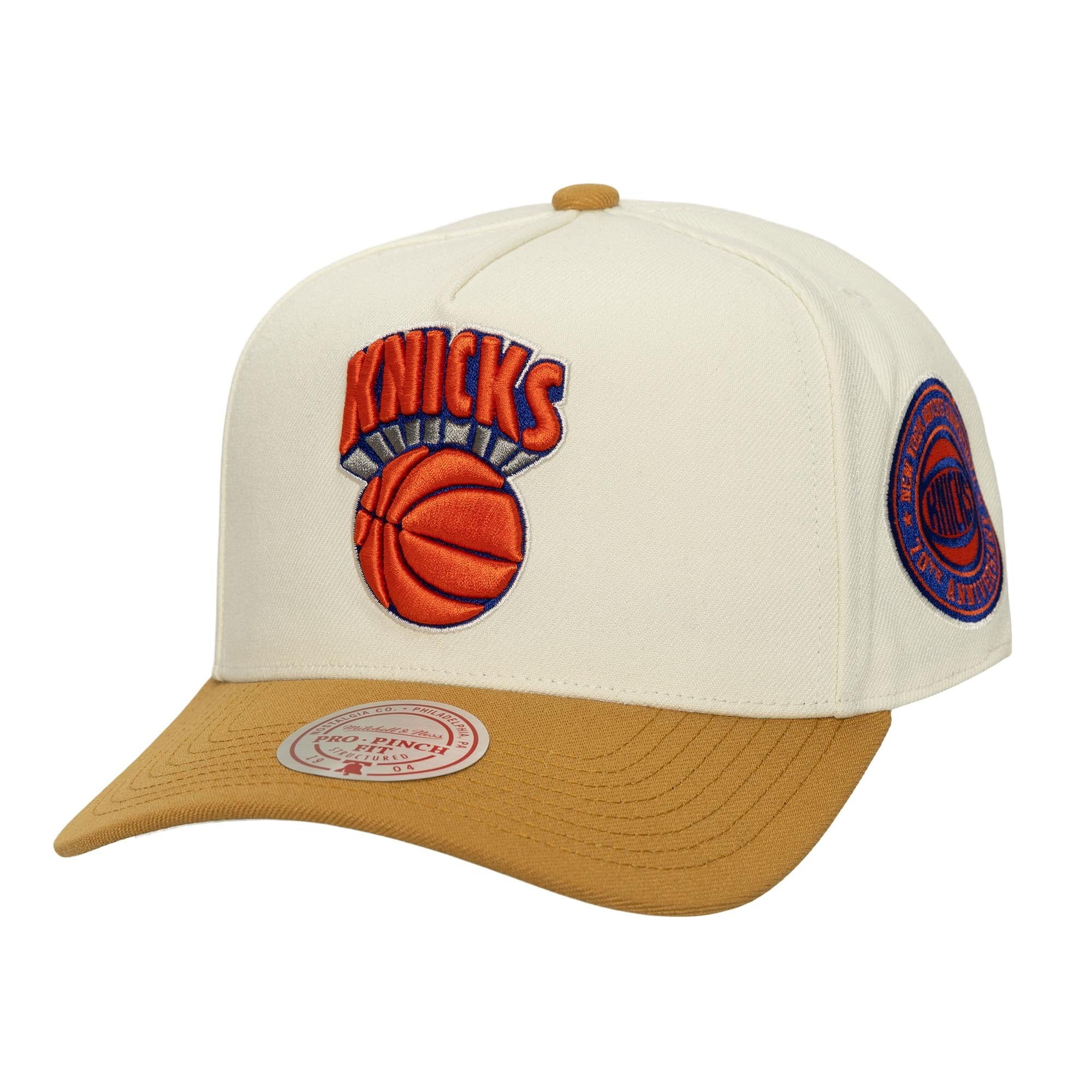 Men's Mitchell & Ness Cream New York Knicks Ochre Dusted Double