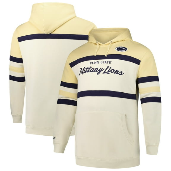 Men's Mitchell & Ness Cream Penn State Nittany Lions Big & Tall Head Coach Pullover Hoodie