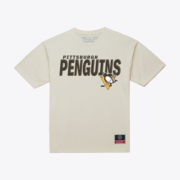 Men's Mitchell & Ness Cream Pittsburgh Penguins Core Plus T-Shirt